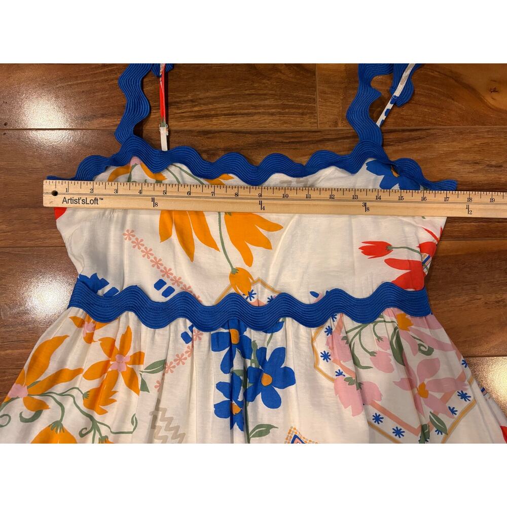 Blu Pepper women’s large white maxi sun dress with floral print blue trim NWT - Picture 8 of 11